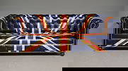 Union Jack Leather Button Tufted Sofa: Union Jack Leather Chesterfield British / English Style Sofa - 28 in tall x 84 x 33.5, Seat height is 16 inches, Seat depth is 23 inches and the width is 67 inches - This has been painted in the Union
