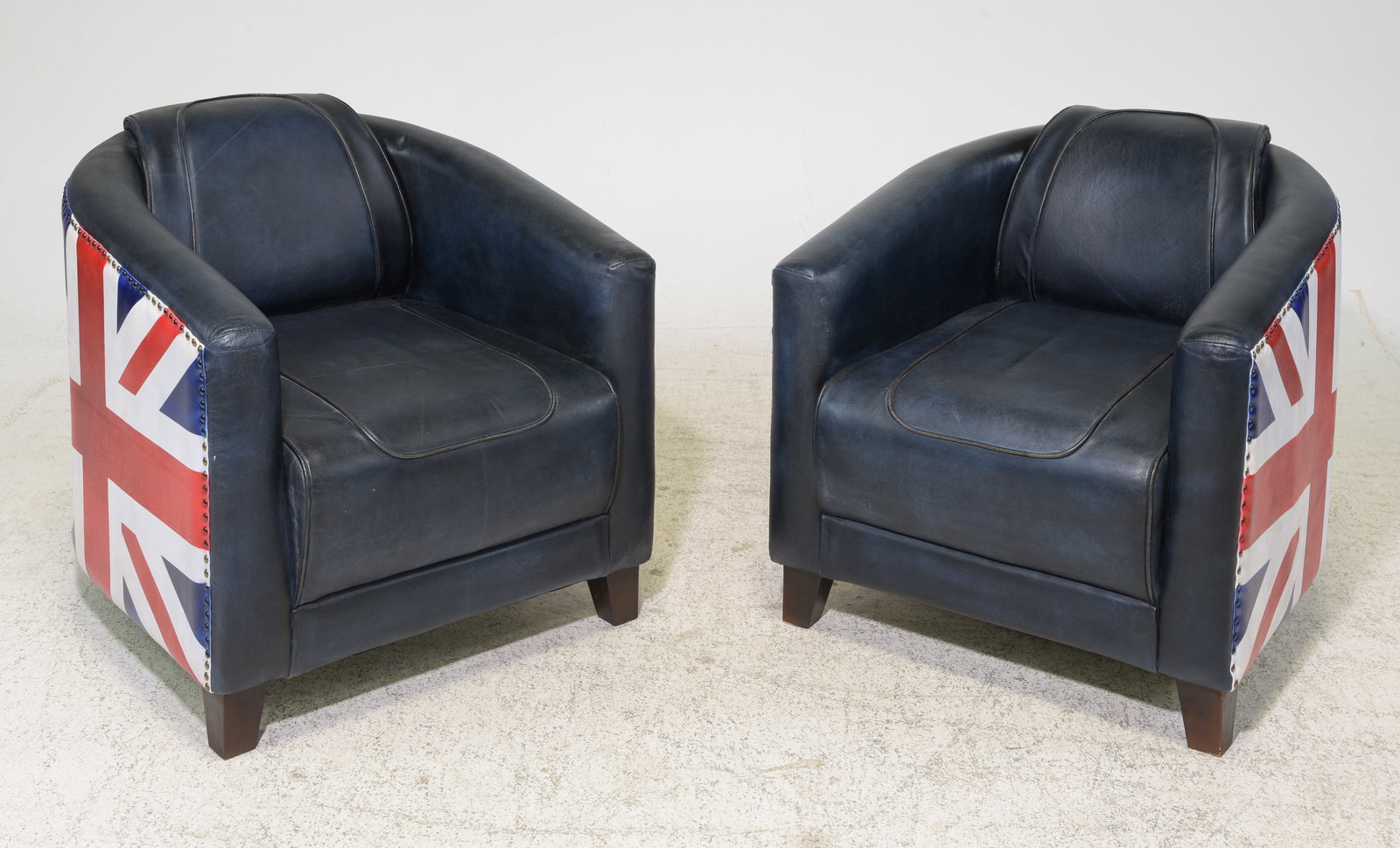 2 Union Jack Painted Leather Club Chairs (1 of 7)