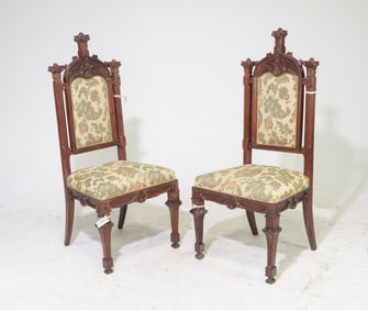 Danish Renaissance Style Pair of Throne Chairs
