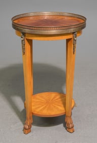 French Round Lamp / Occasional Table with Gallery