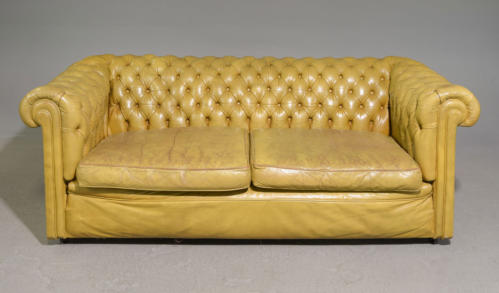British Button Tufted Leather Two Seater Sofa (1 of 6)