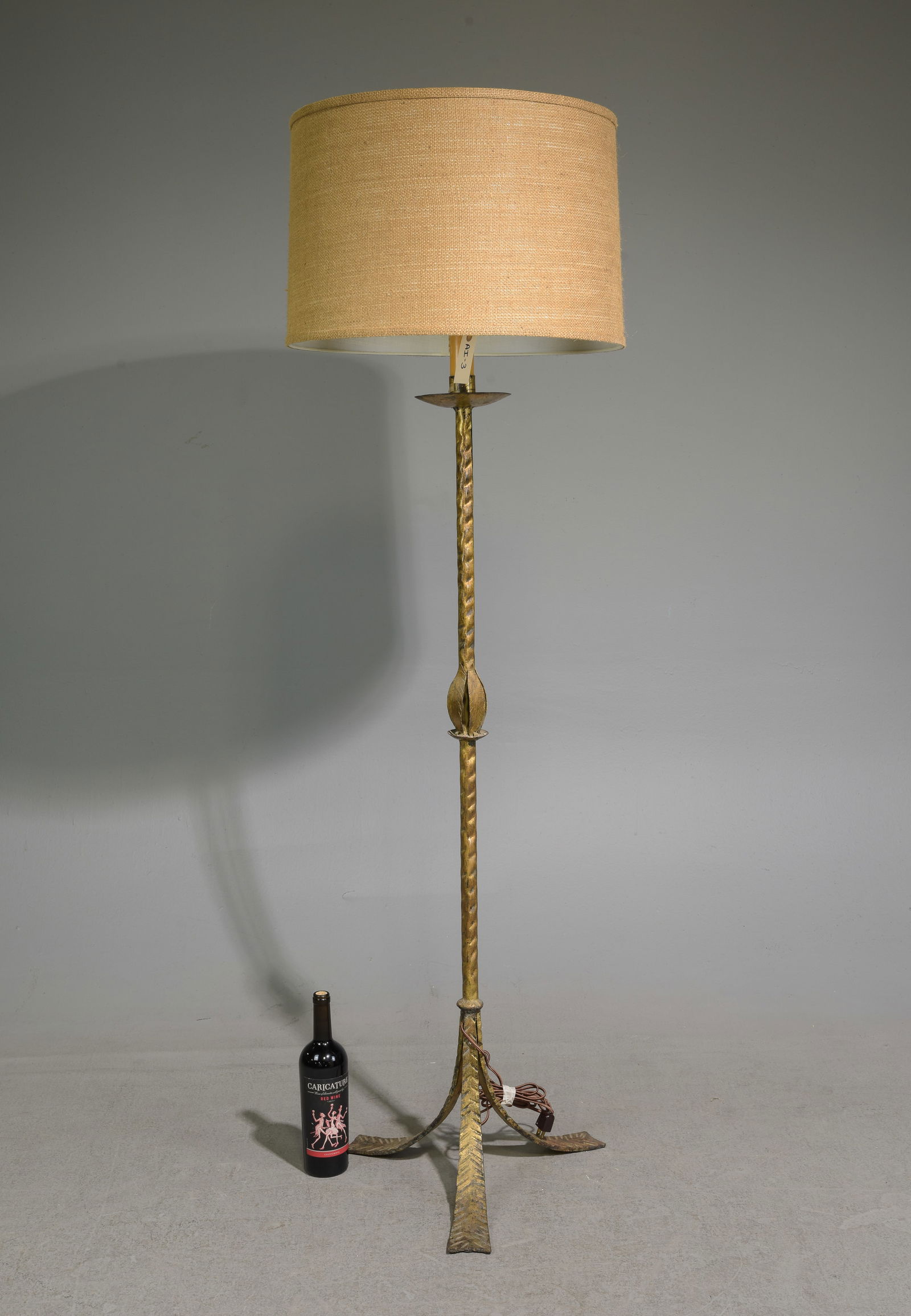 Vintage Brass Finished Floor Lamp with Shade (1 of 4)