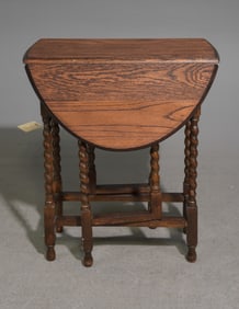 British Oak Barley Twist Drop Leaf Table #1