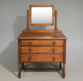 British Oak Barley Twist Dressing Chest