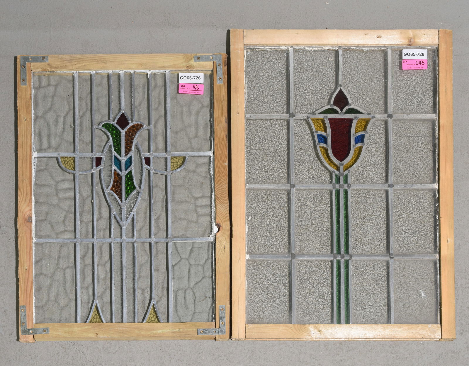 2 British Stained Leaded Glass Framed Windows (1 of 3)