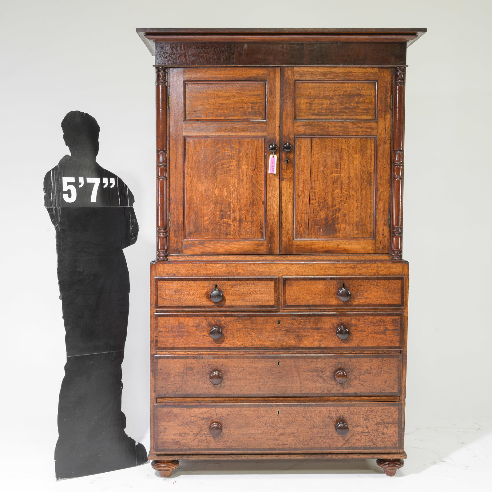 British Oak & Mahogany Linen Press / Cupboard (1 of 7)