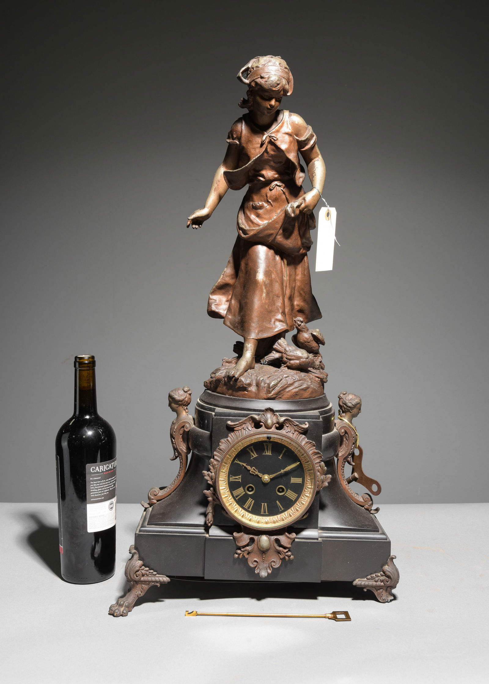 French Spelter Figural Clock (1 of 5)