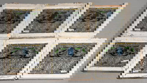 6 British Stained Leaded Glass Windows