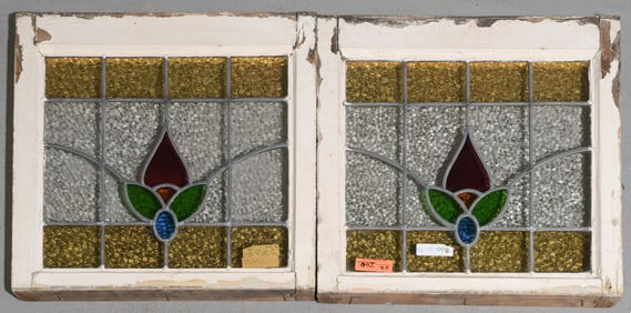 2 British Stained Leaded Glass Windows