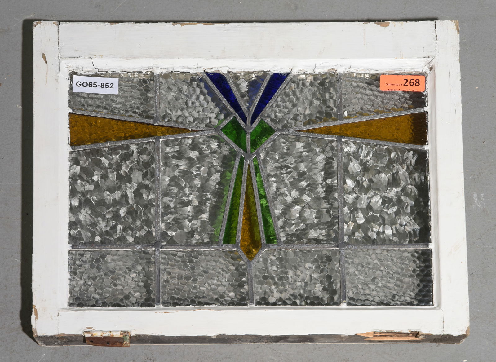 British Stained Leaded Glass Window: British Stained Leaded Glass Window - 20 in tall x 25 x 2