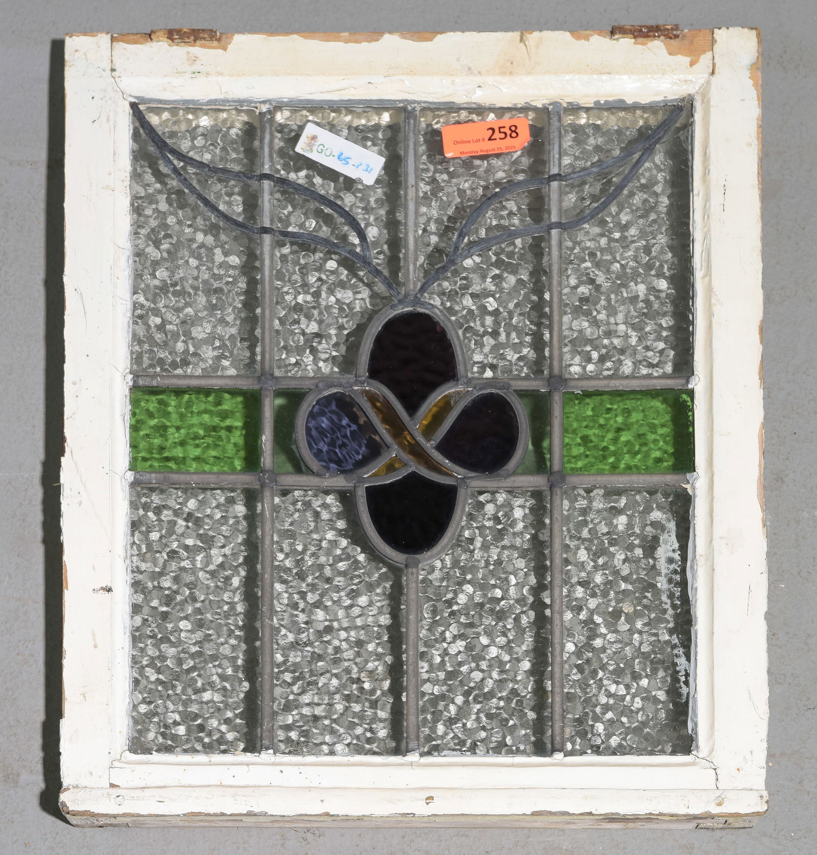 British Stained Leaded Glass Window: British Stained Leaded Glass Window - 25 in tall x 21 x 2