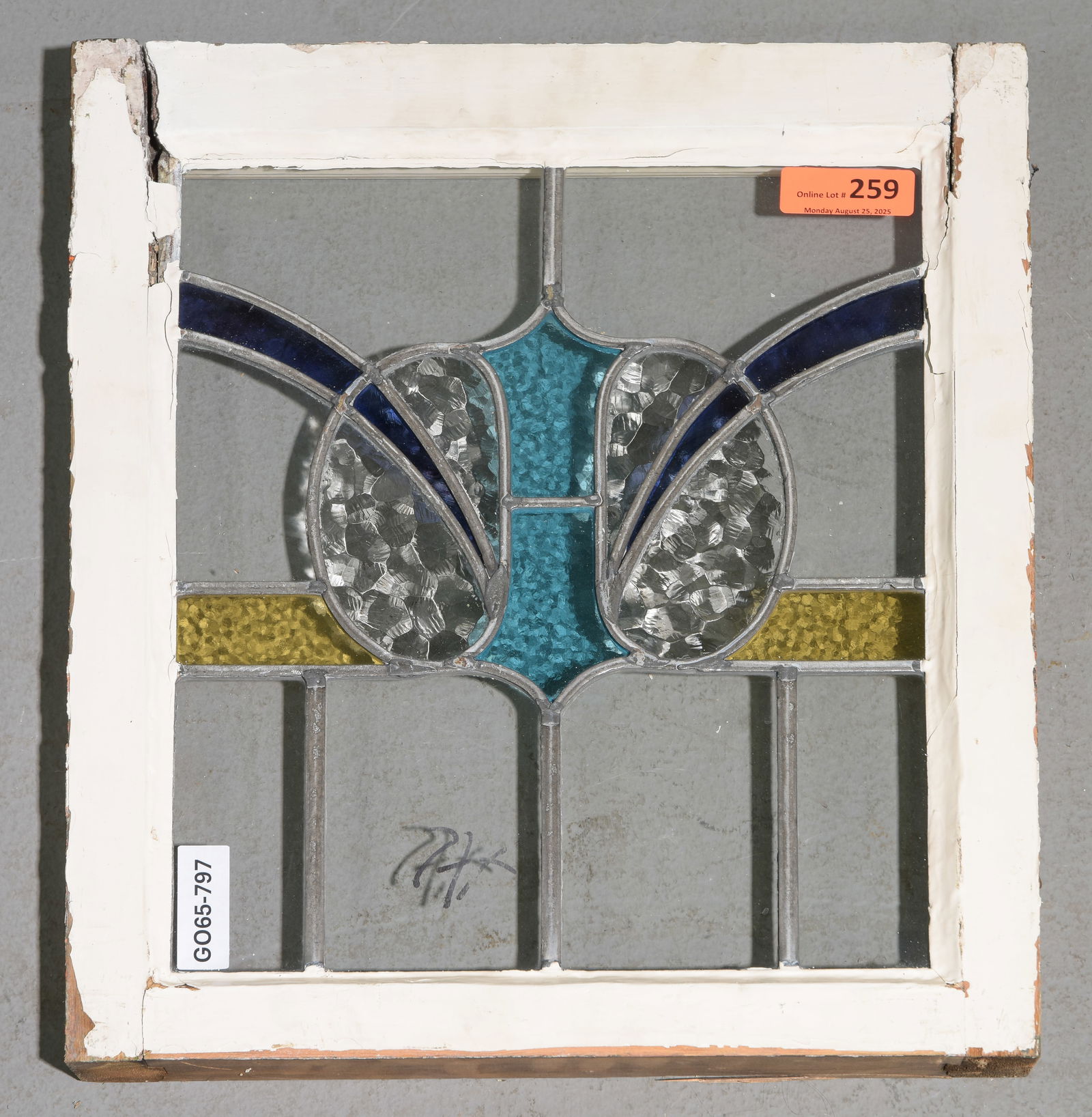 British Stained Leaded Glass Window: British Stained Leaded Glass Window - 22 in tall x 19 x 2