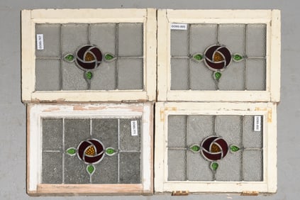 4 British Stained Leaded Glass Windows