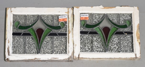 2 British Stained Leaded Glass Windows