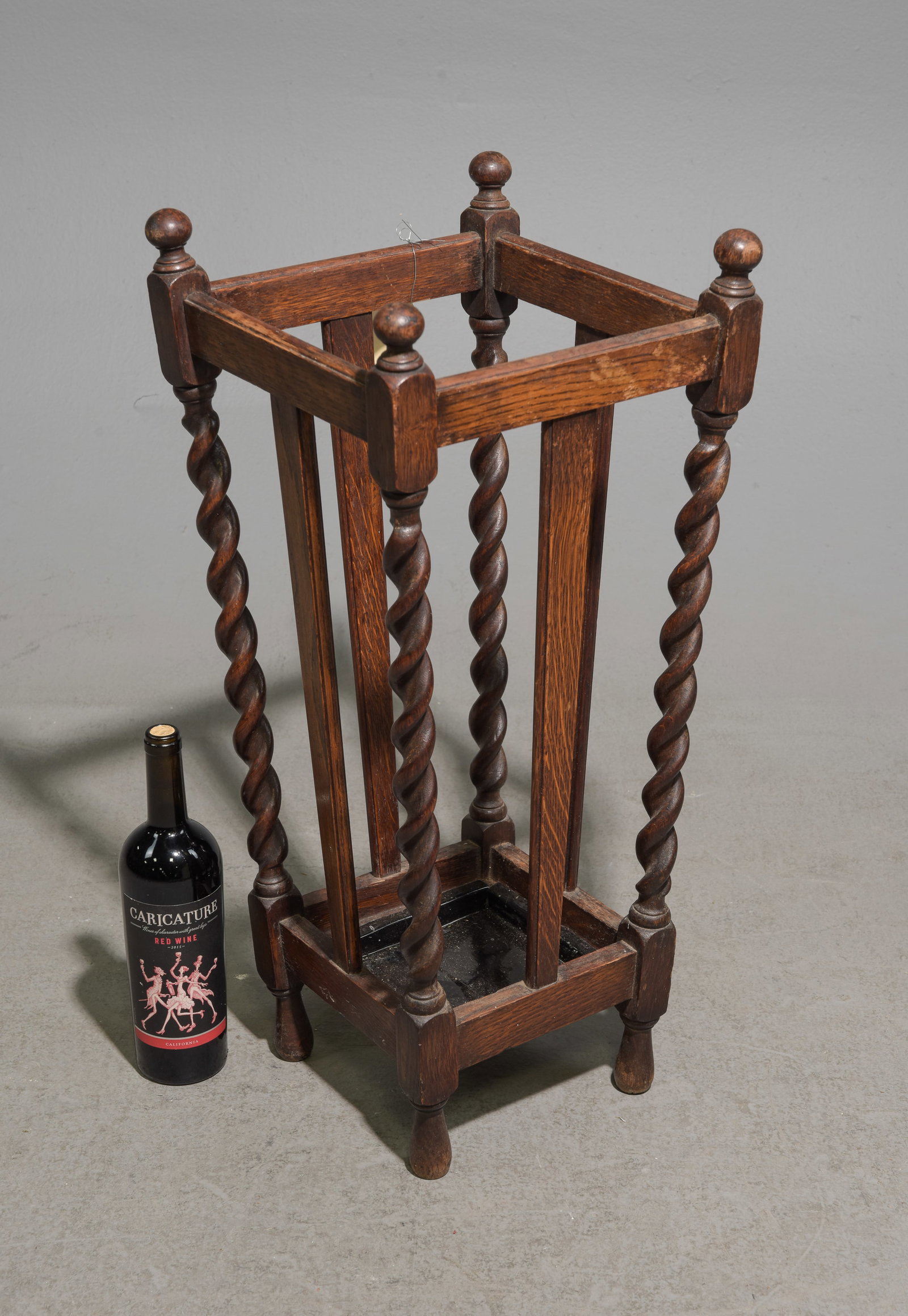 British Oak Barley Twist Stick / Umbrella Stand: British Oak Barley Twist Stick / Umbrella Stand - 27.5 in tall x 12.5 x 12