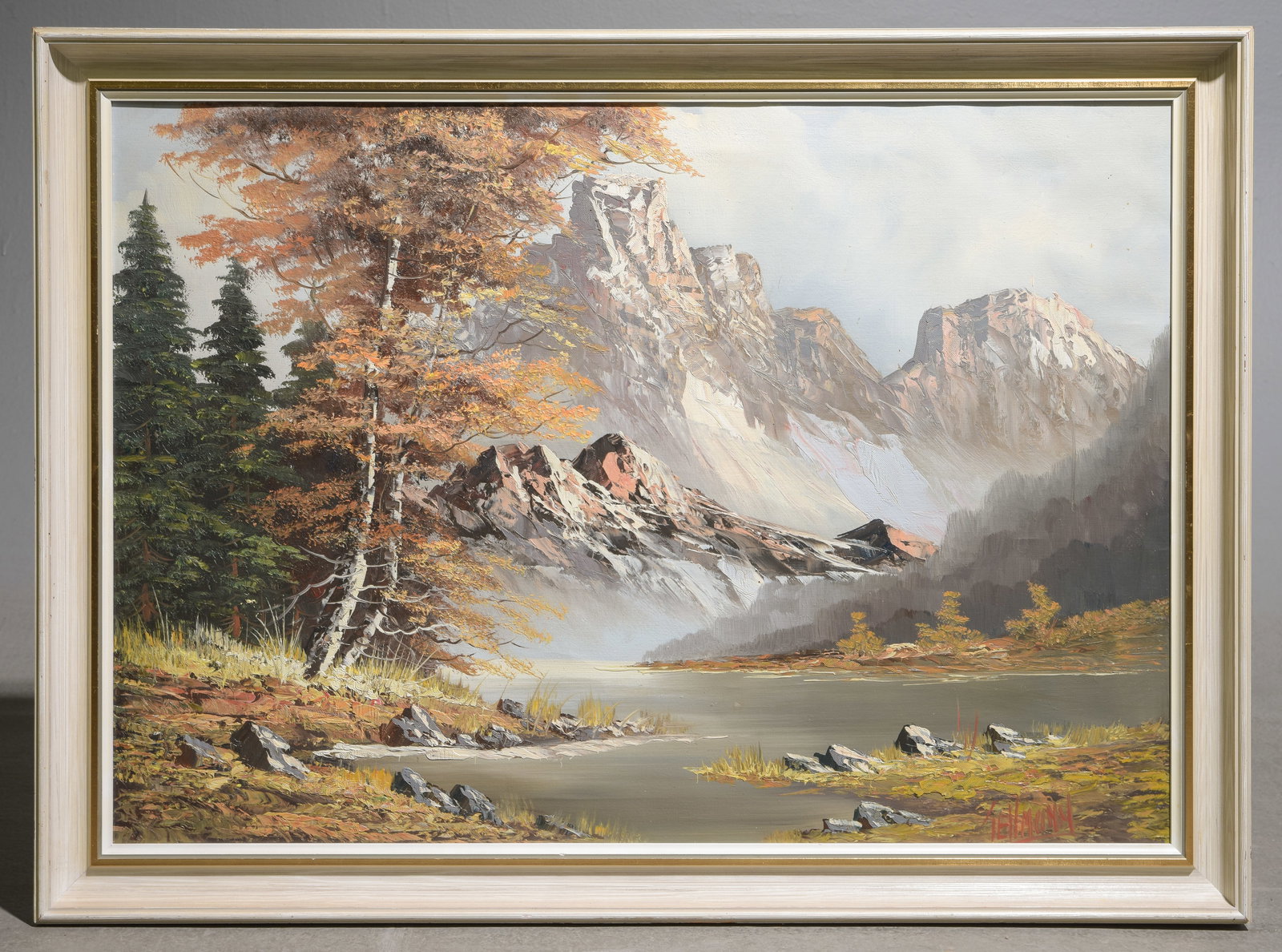 Gold Framed Oil / Acrylic On Canvas Floral Still Life: Gold Framed Oil / Acrylic On Canvas Floral Still Life - 29 in tall x 24.5 x 2, the work itself is 24 x 19.5 - Artist signed