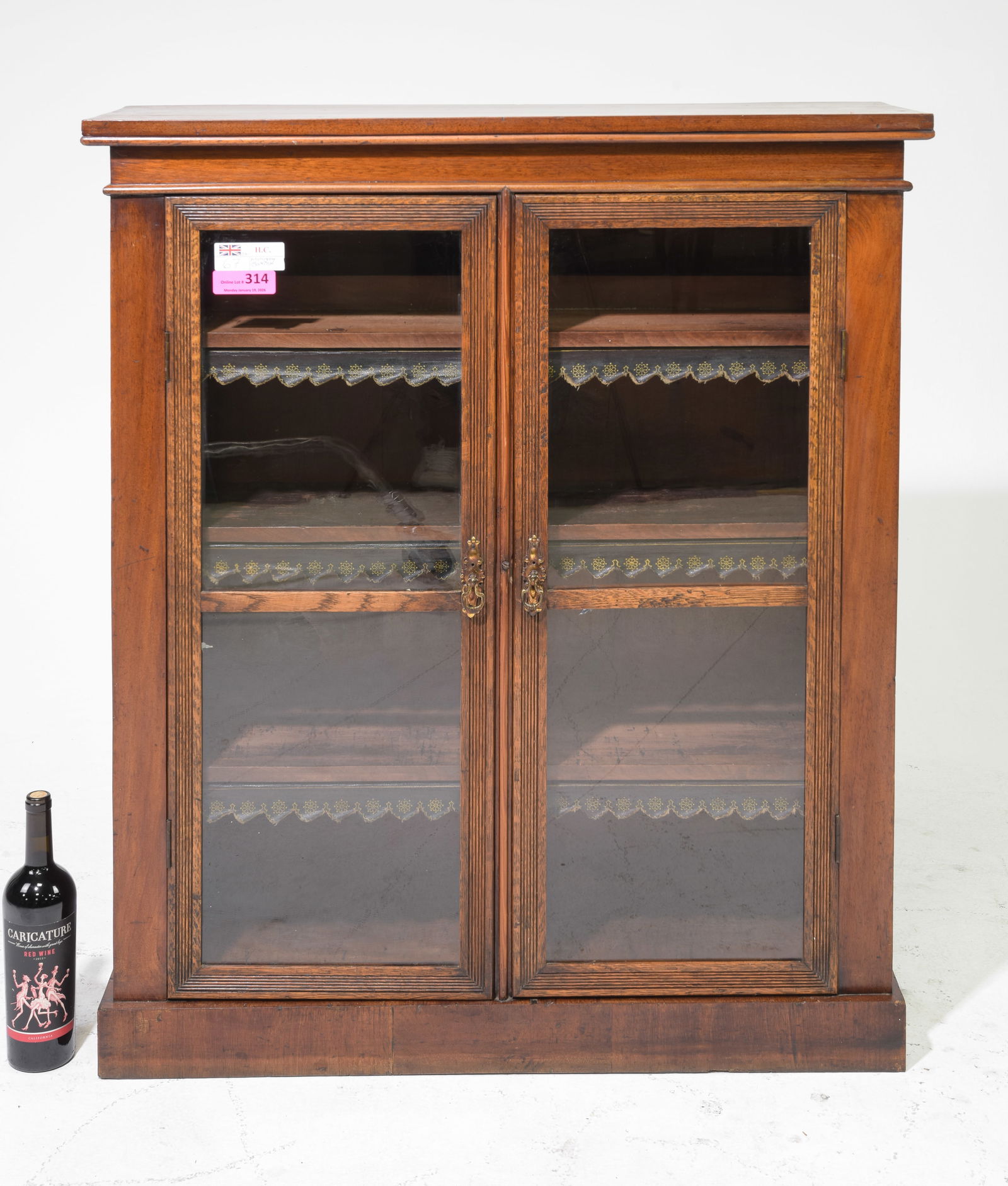 British Mahogany 2 Glass Doors Bookcase (1 of 3)