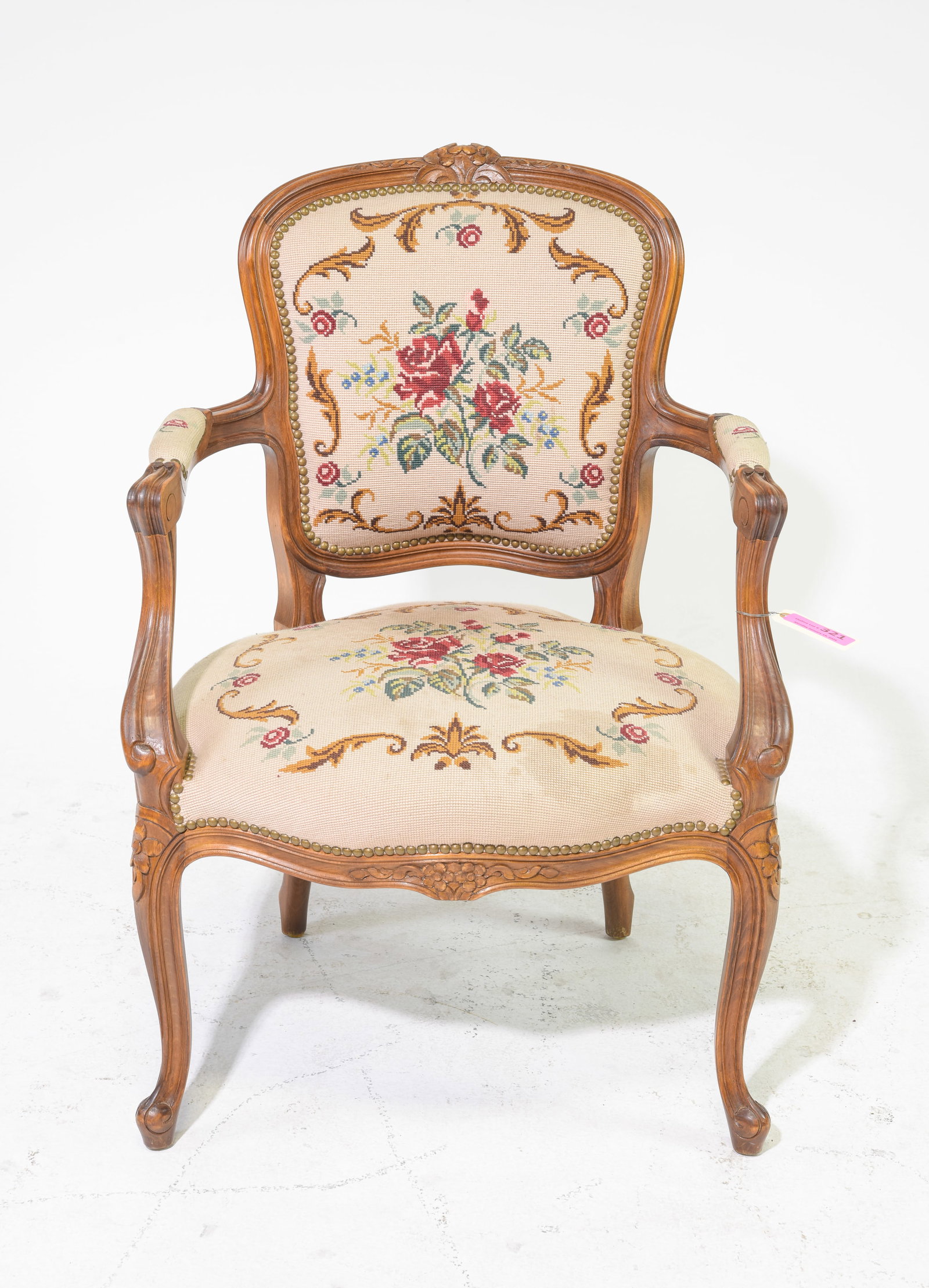 Louis XV Style Upholstered Arm Chair #2: French Louis XV Style Upholstered Arm Chair - 35 in tall x 24 x 24 with a seat height of 17 inches
