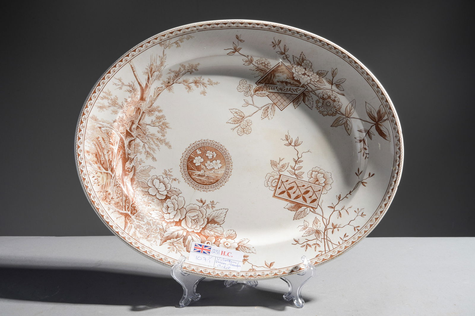 Victorian Brown Transferware Platter (1 of 3)