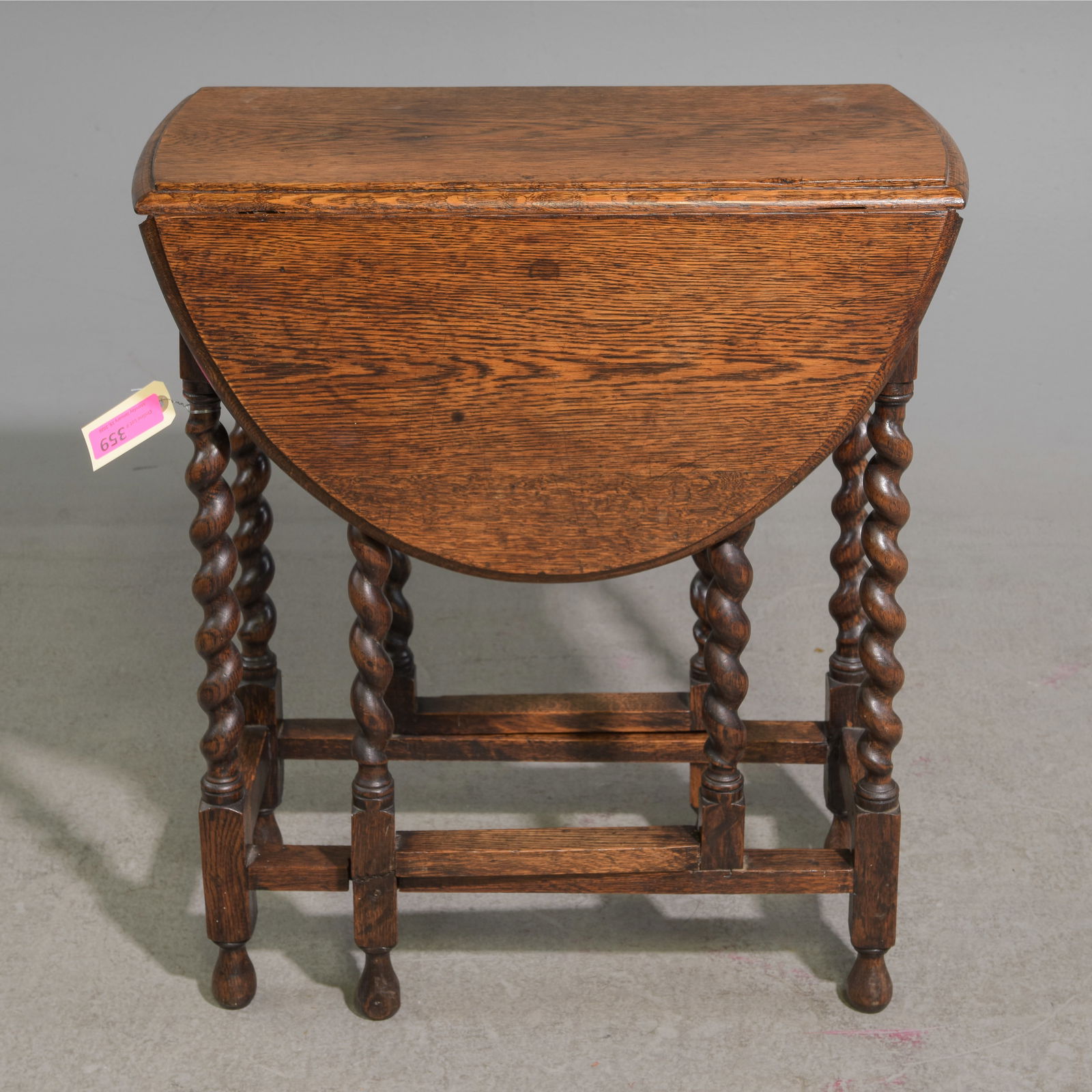 British Oak Barley Twist Drop Leaf Table: British Oak Barley Twist Drop Leaf Table - 28.5 in tall x 24 x 11.5, Leaves add an additional 12 inches each