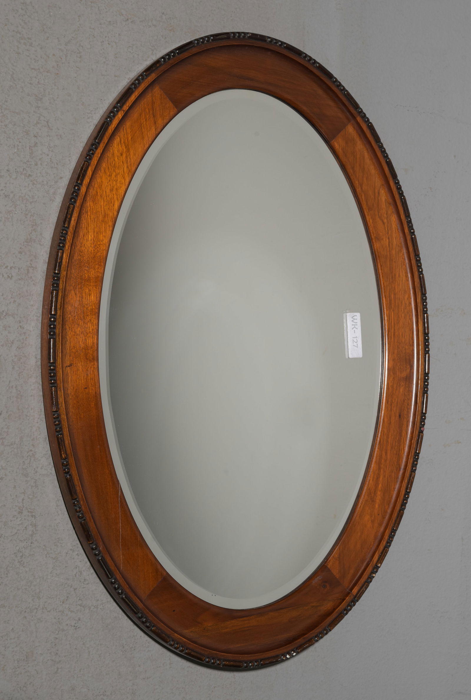 British Mahogany Framed Oval Beveled Mirror (1 of 3)