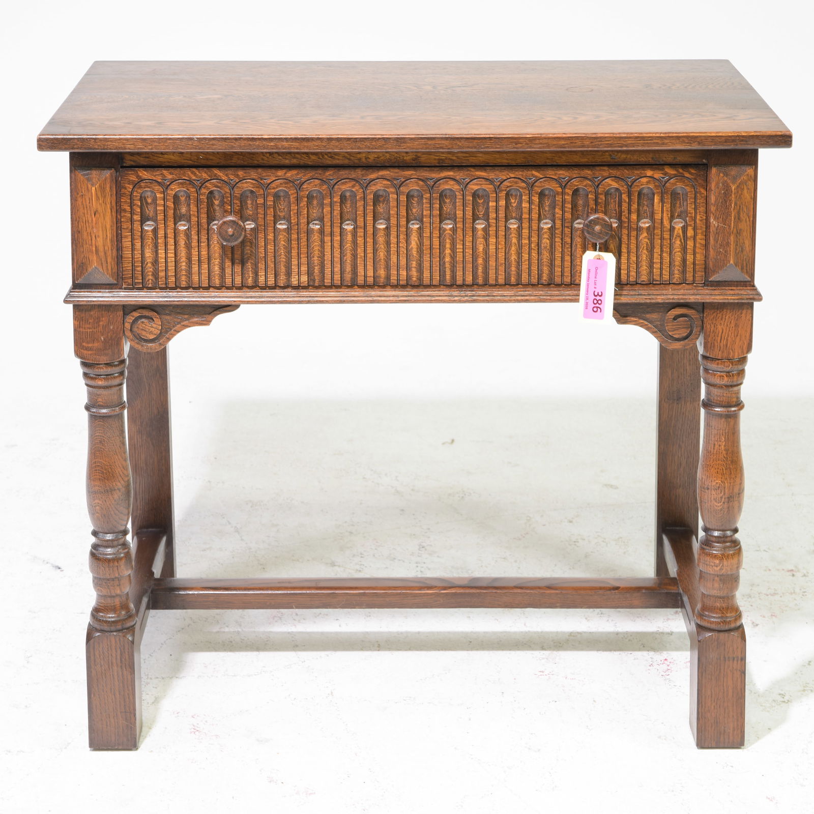 British Oak Single Drawer Hall Table: British Oak Single Drawer Hall Table - 29.5 in tall x 33 x 18