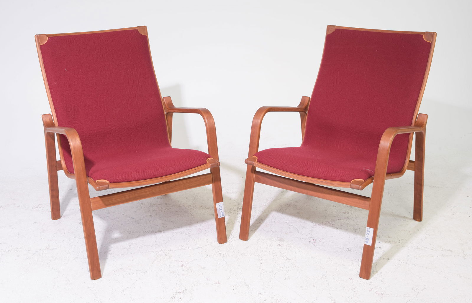 2 Danish Linie Finn Ostergaard Arm Chairs: 2 Danish Mid Century Modern Linie Finn Ostergaard Arm Chairs - 34.5 in tall x 24.5 x 25 with a seat height of 16 inches