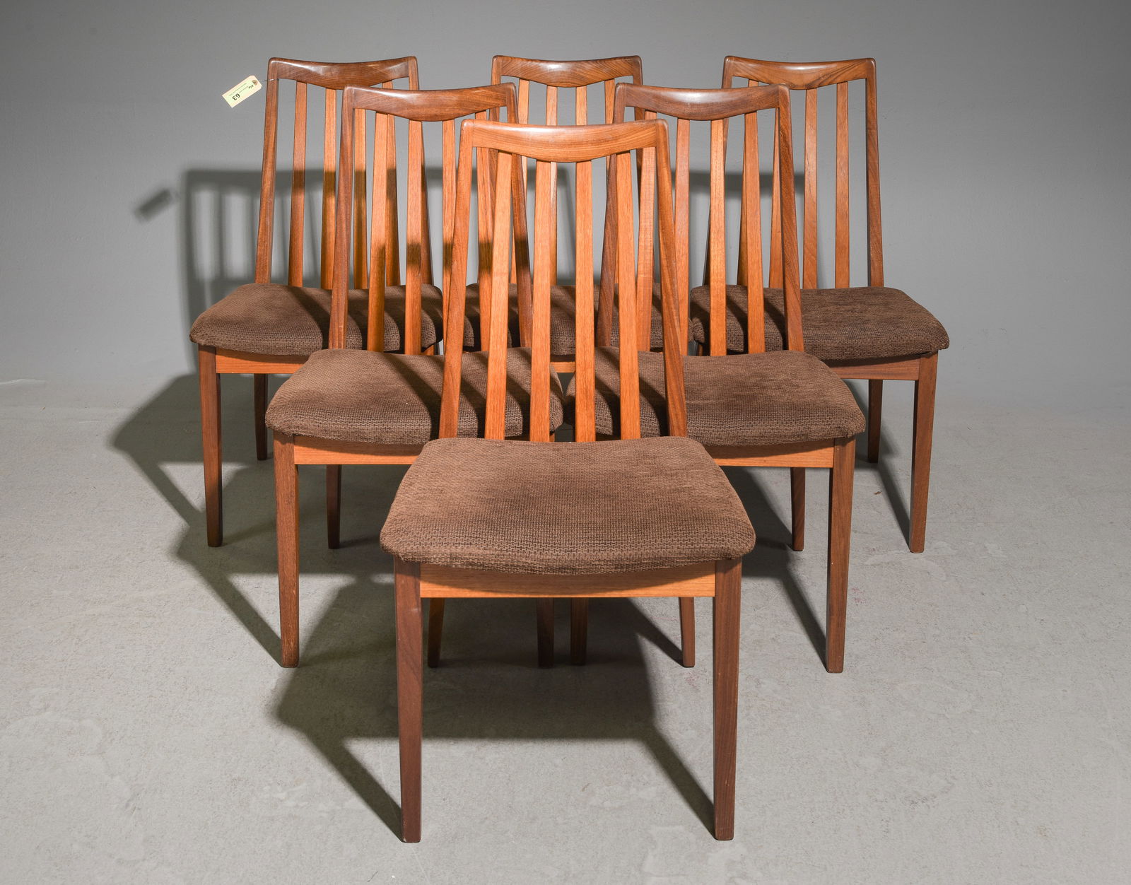6 High Back Mid Century Dining Chairs - G-Plan: These 6 Danish Modern Style Teak Dining chairs consists of 6 side chairs. These are made by Mid Century Modern Furniture Maker G Plan ( GPlan ), Part of their Fresco range. - 35.5 in tall x 20 x 20, s