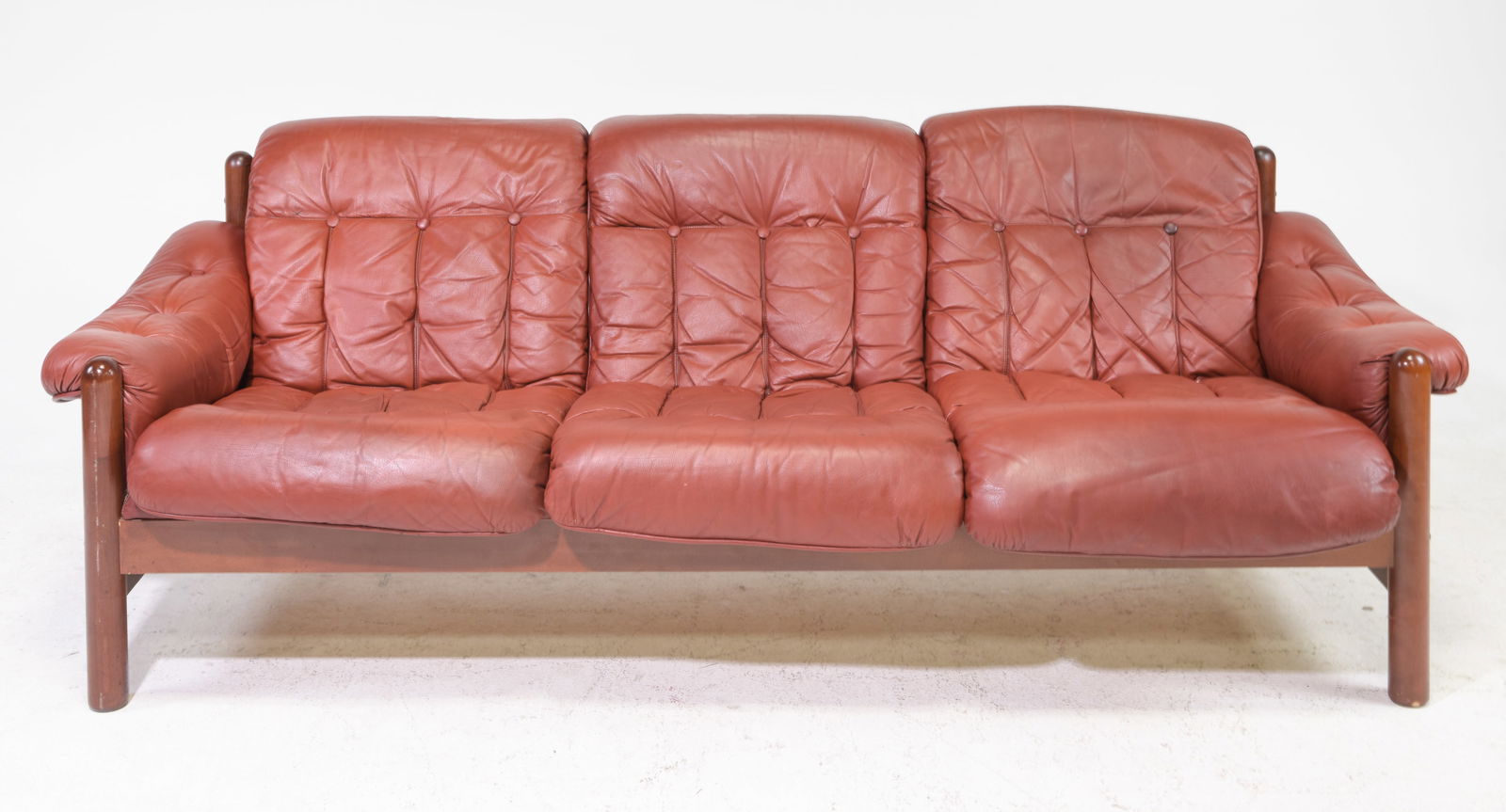 Swedish Drabant Ulferts Leather 3 Seater Sofa: Swedish Mid Century Modern Drabant Ulferts Leather 3 Seater Sofa - 28 in tall x 82 x 35 with a seat height of 16 inches