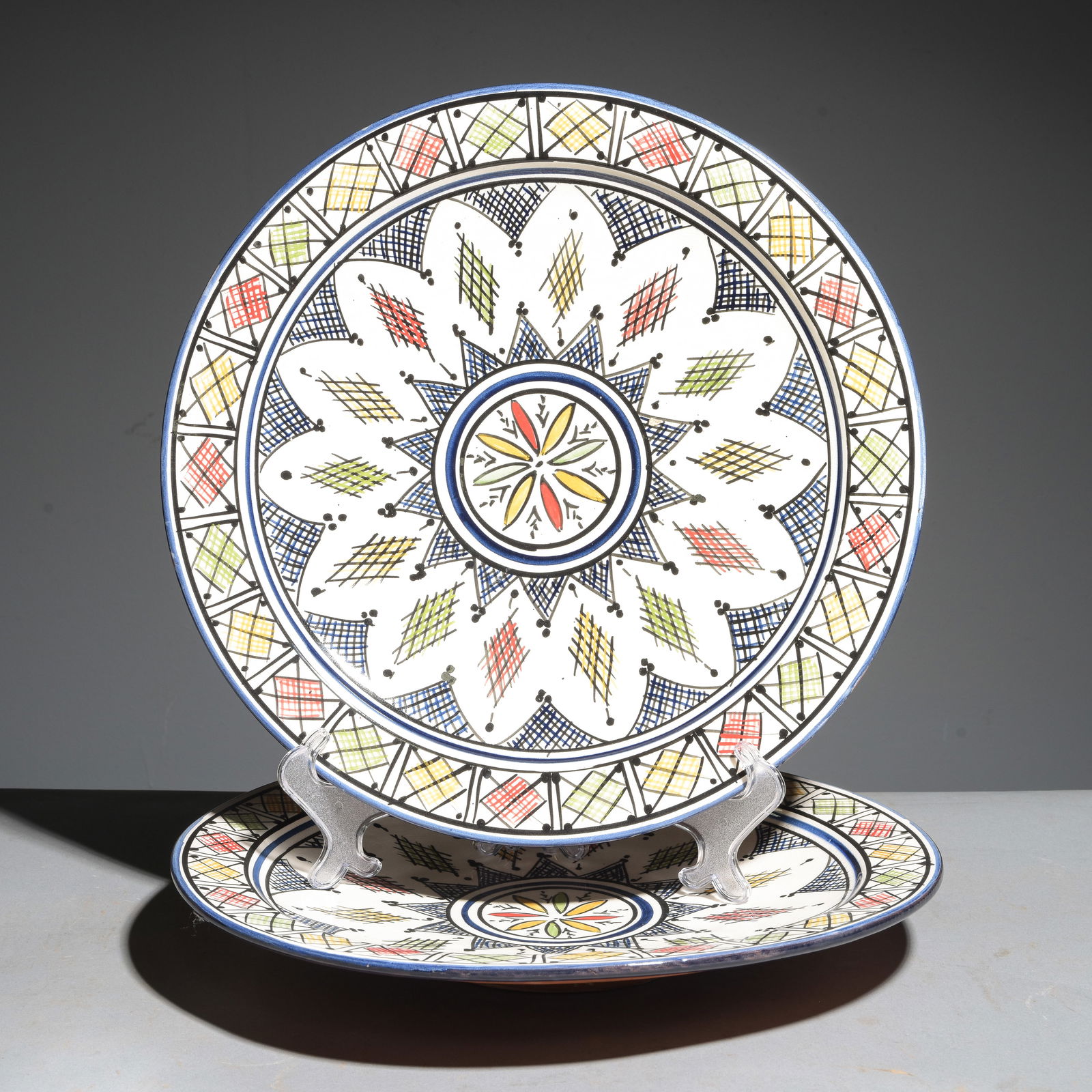 2 Hand Painted Moroccan Chargers / Plates (1 of 4)