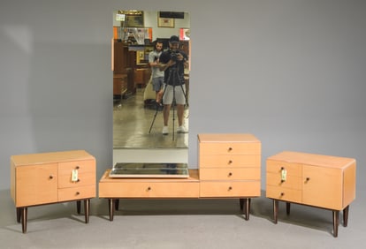 Art Deco Style Dresser with Mirror & 2 Nightstands