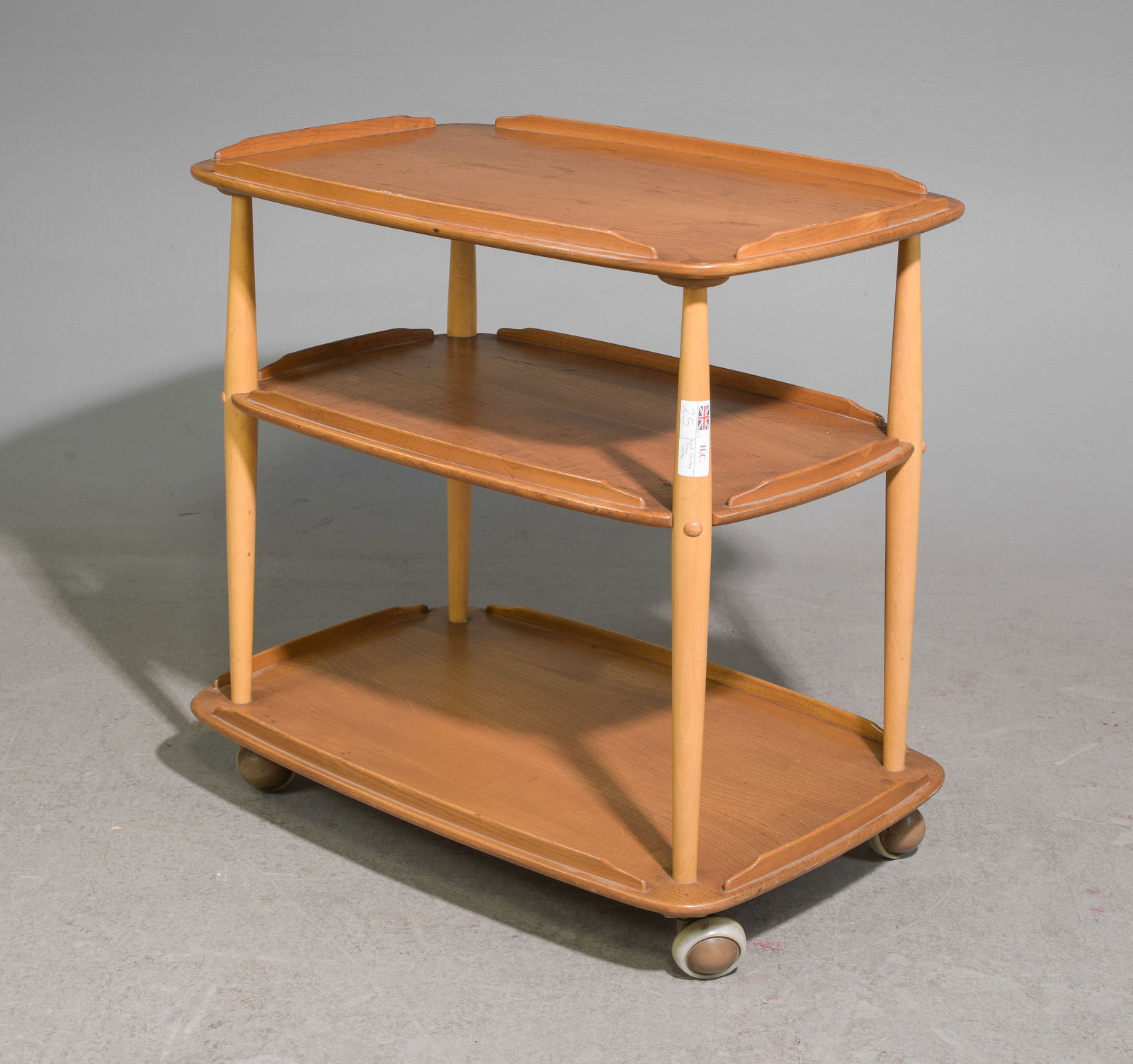 Mid Century Modern Three Tier Trolley - Ercol: Danish Modern Style Three Tier Trolley / Cart by Ercol - 30.5 in tall x 28.5 x 18.5