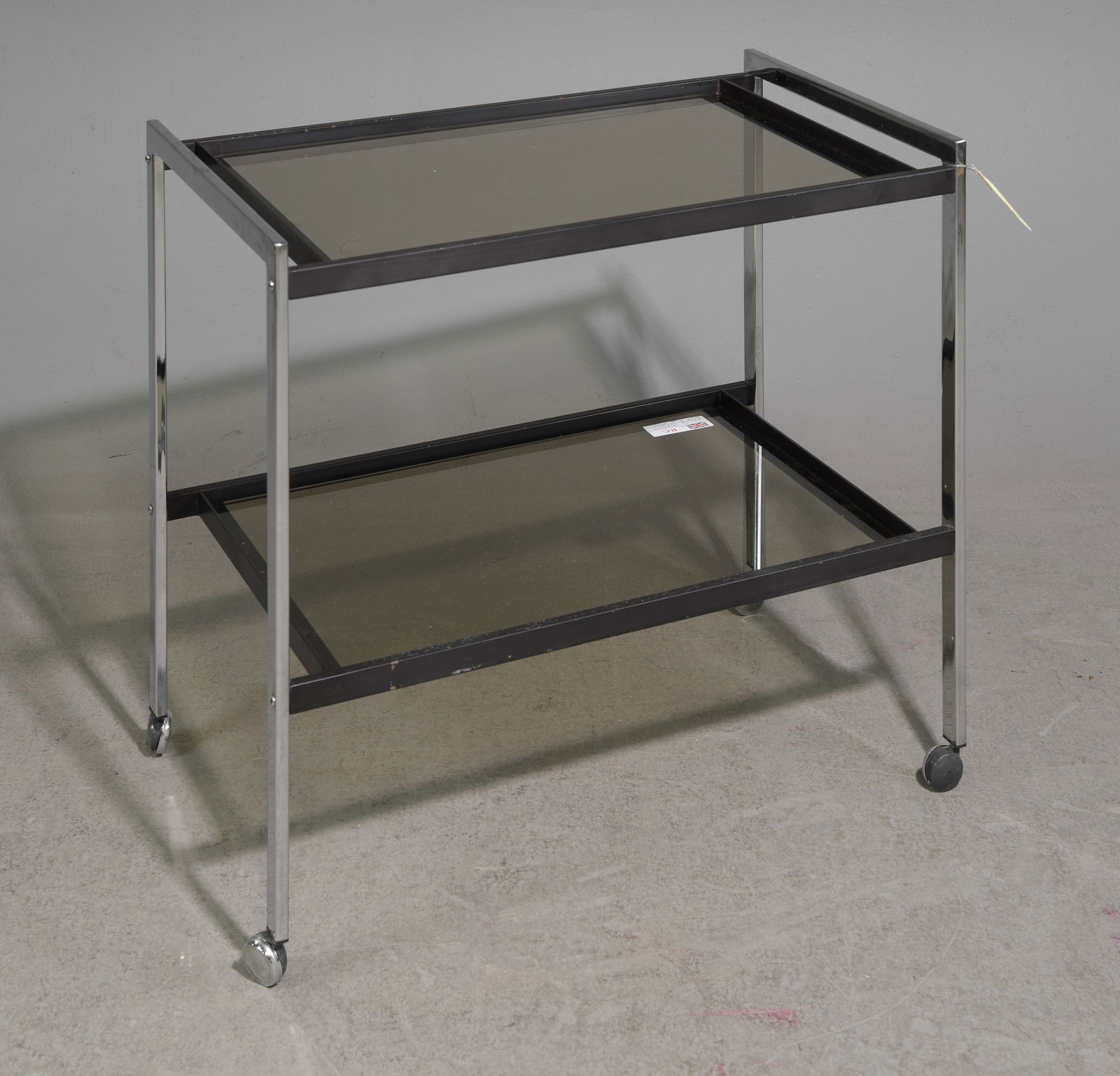 Chrome Finished Two Tier Trolley with Glass: Chrome Finished Two Tier Trolley with Glass - 25.5 in tall x 28 x 16.5