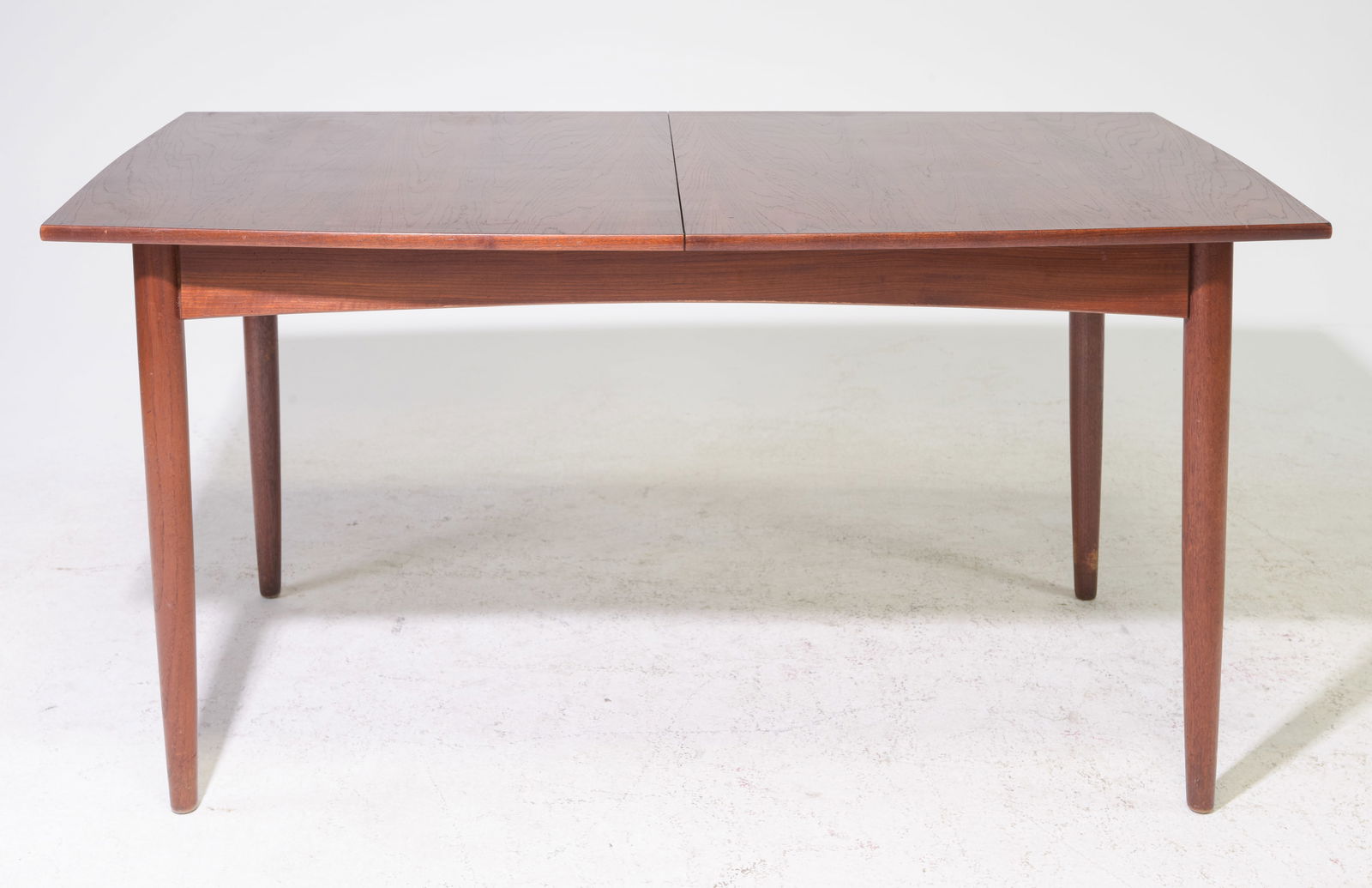 Mid Century Modern Table with Pop Up Leaf: Danish Modern Style Dining Table with Pop Up / Butterfly Leaf - 29 in tall x 59 x 33.5, Leaf adds an additional 24 inches, Floor to apron is 24 inches and the space between the legs is 47 inches
