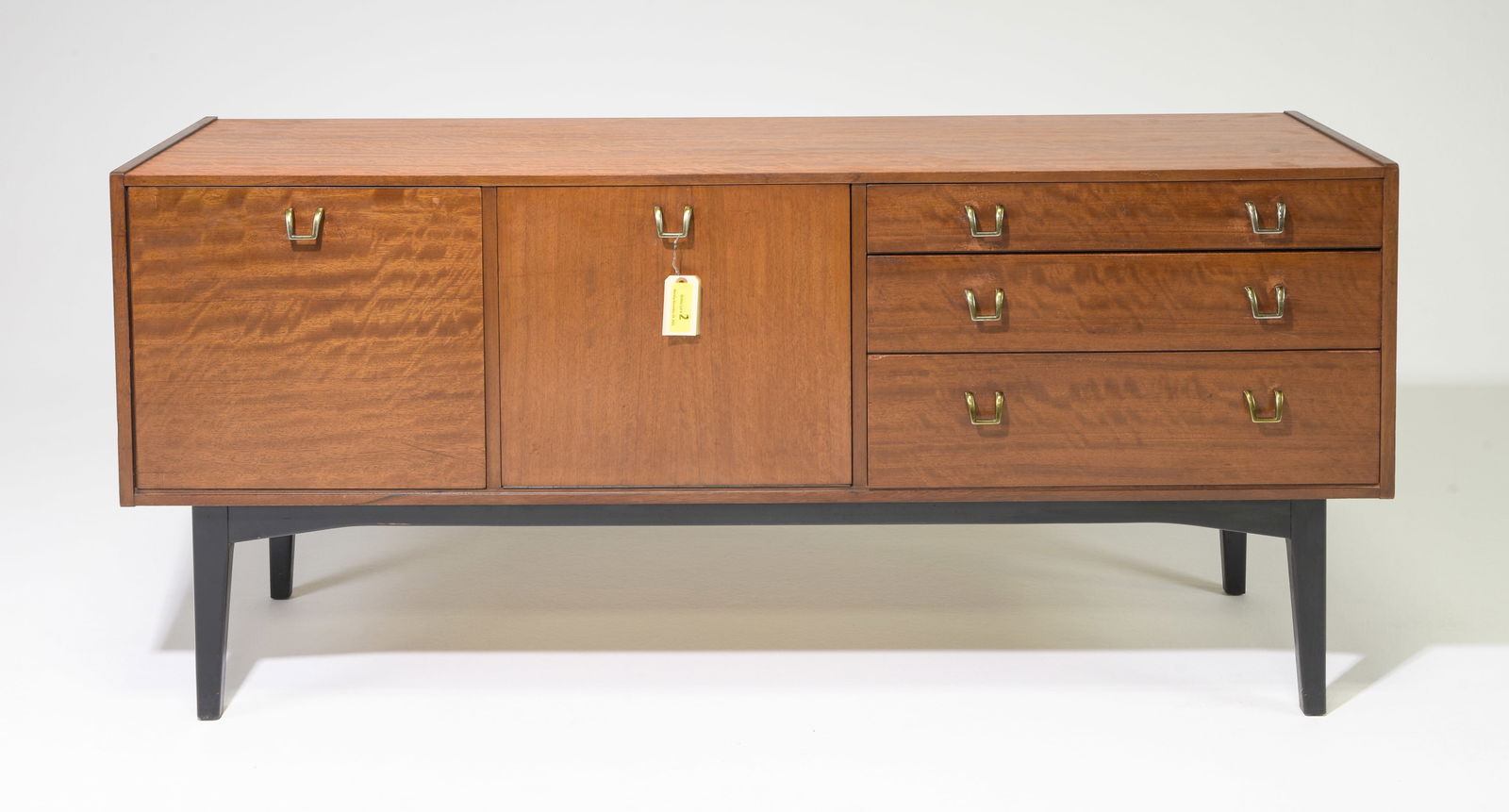 Mid Century Modern Credenza - Hopewell: Danish Modern Style Sideboard / Credenza by Hopewell with Metal Pulls - 30 in tall x 68 x 18