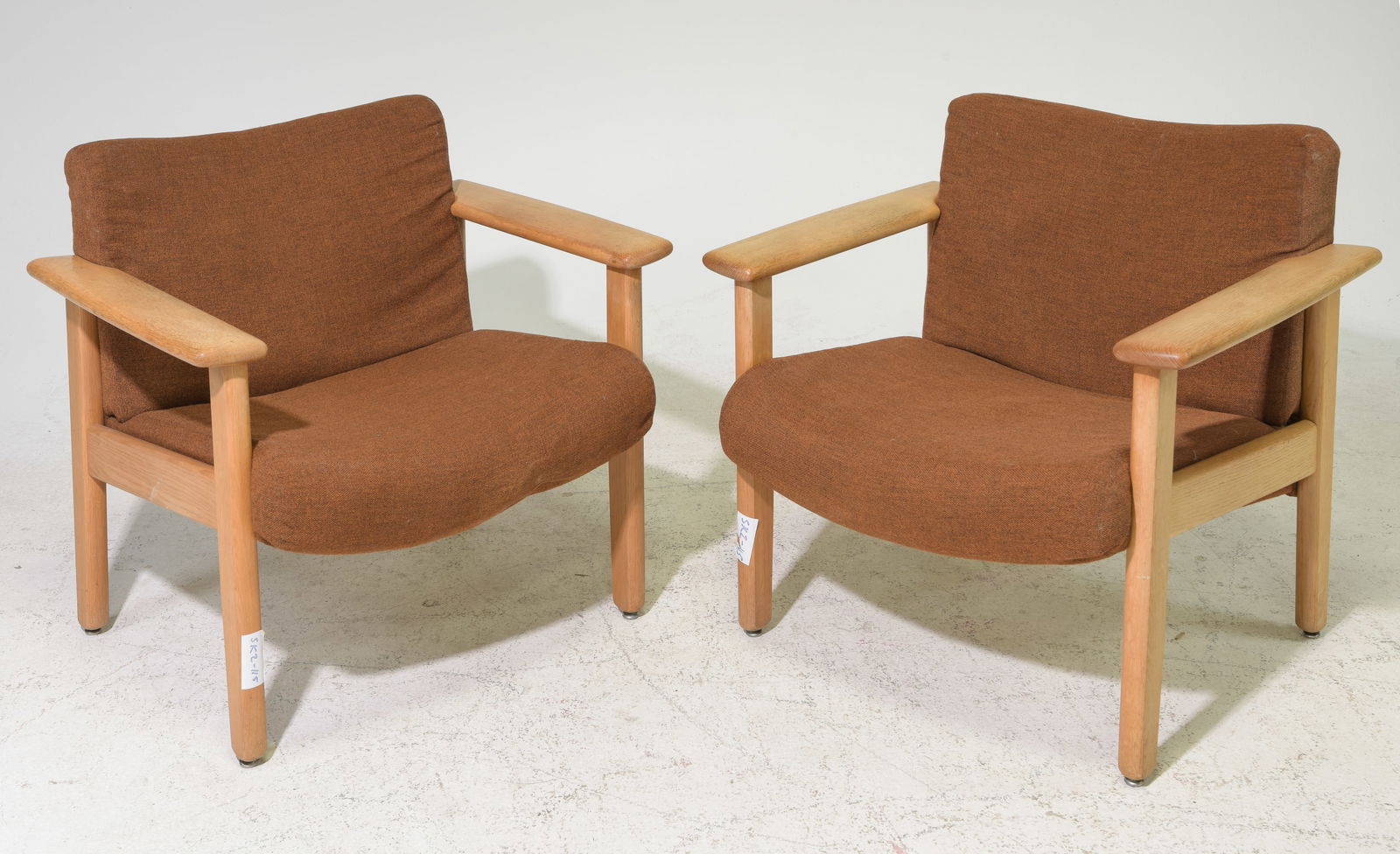 Pair Of Swedish Mid Century Modern Arm Chairs: Pair Of Swedish Mid Century Modern Arm Chairs - 27.5 in tall x 30.5 x 25, seat height is 15.5 in
