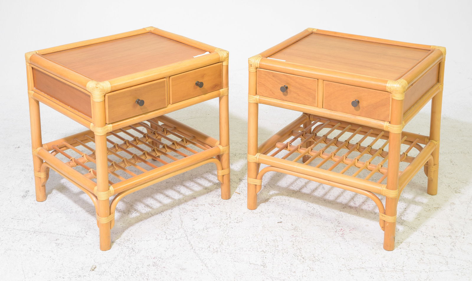Pair Of Mid Century Swedish Bamboo Nightstands (1 of 4)