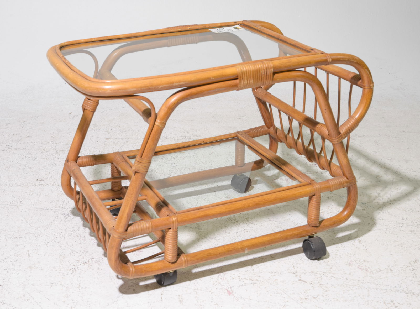 Mid Century Tiki Style 2 Tier Bamboo / Ratan Home Bar (1 of 4)