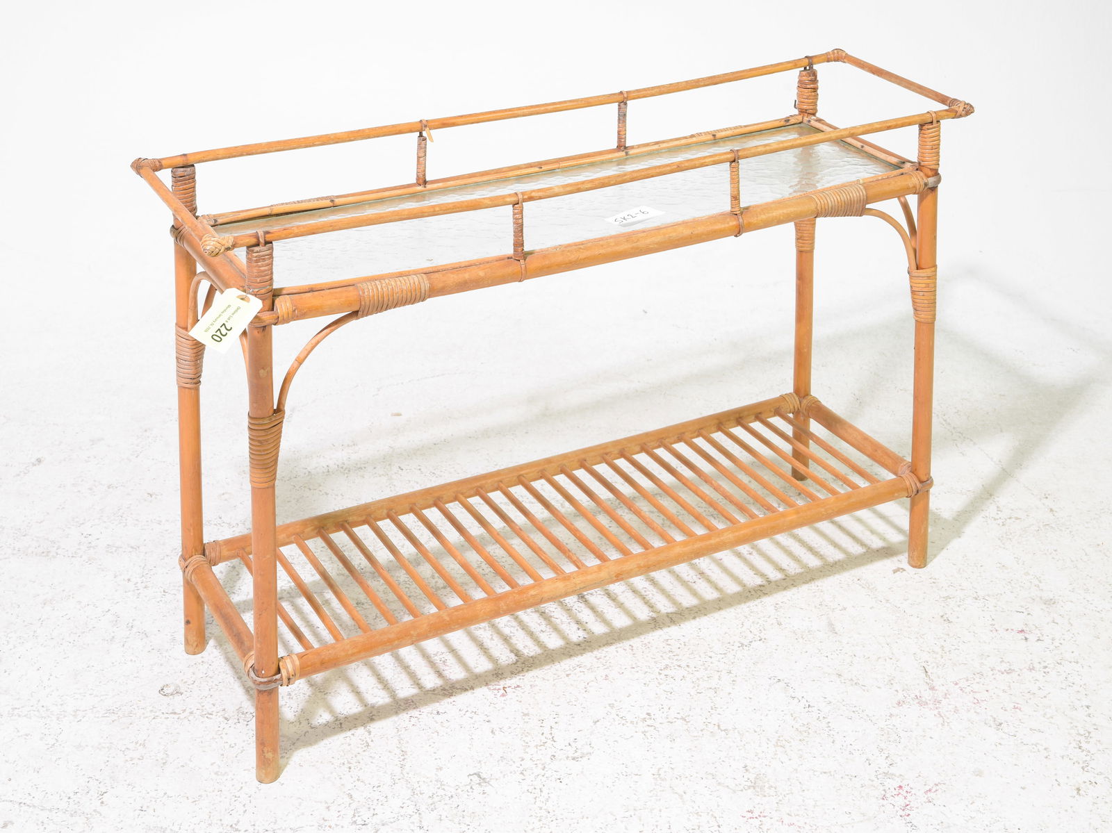 Mid Century 2 Tier Bamboo / Rattan Plant Stand (1 of 4)