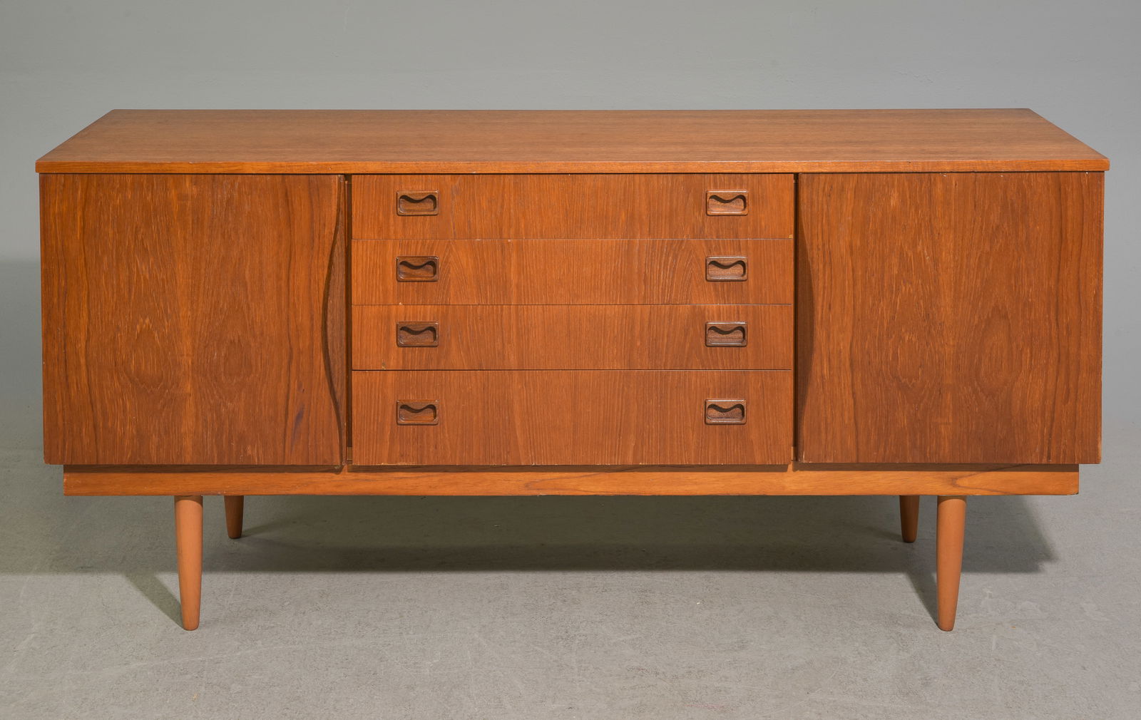 Mid Century Modern Teak Sideboard: Danish Modern Style Teak Sideboard - 30 in tall x 64.5 x 17.5
