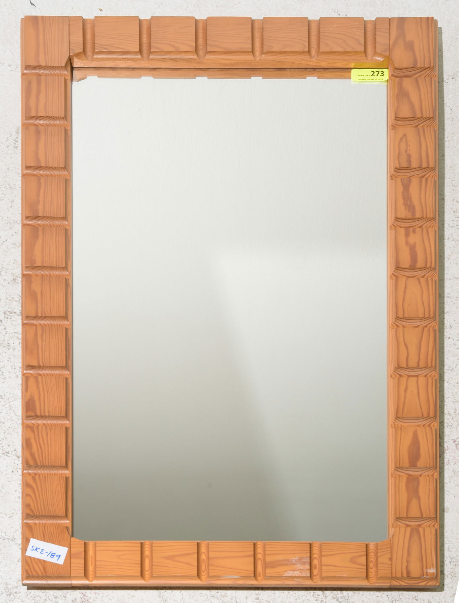 Swedish Mid Century Modern Pine Framed Mirror: Swedish Mid Century Modern Pine Framed Mirror - 47.5 in tall x 30 x 1