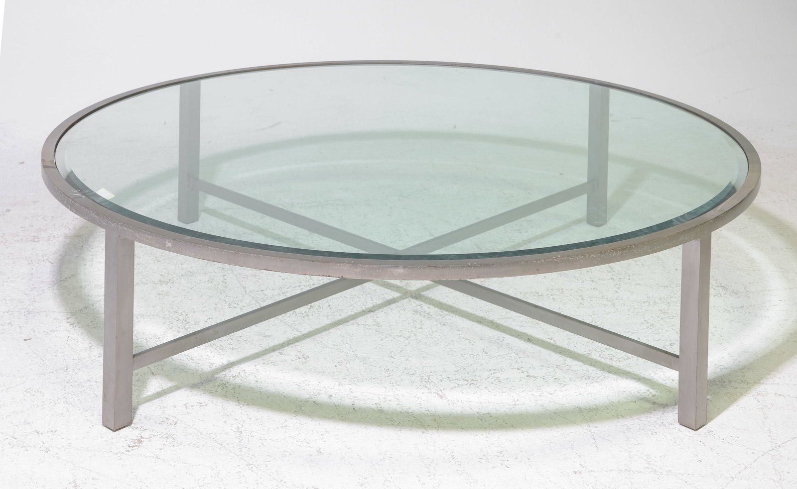 Large Mid Century Round Glass Top Coffee Table (1 of 3)