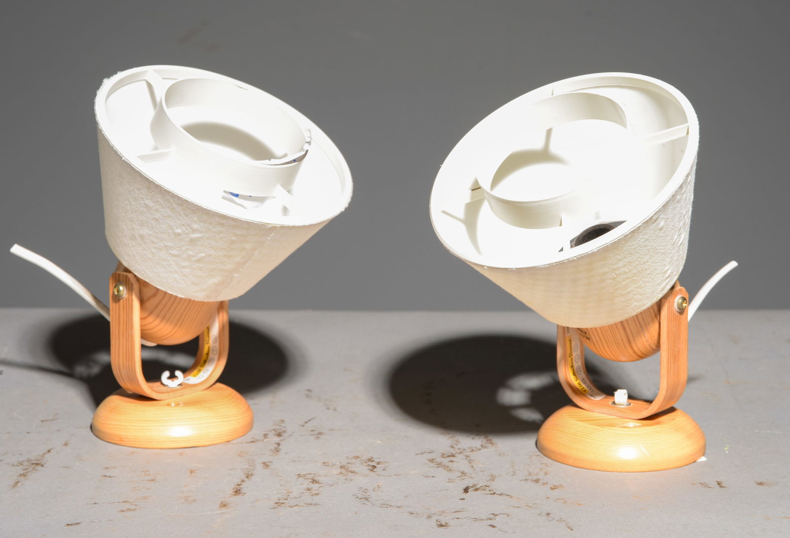 2 Swedish Mid Century Modern Pine Wall Sconces: 2 Swedish Mid Century Modern Pine Wall Sconces - 8 in tall x 6 in diameter