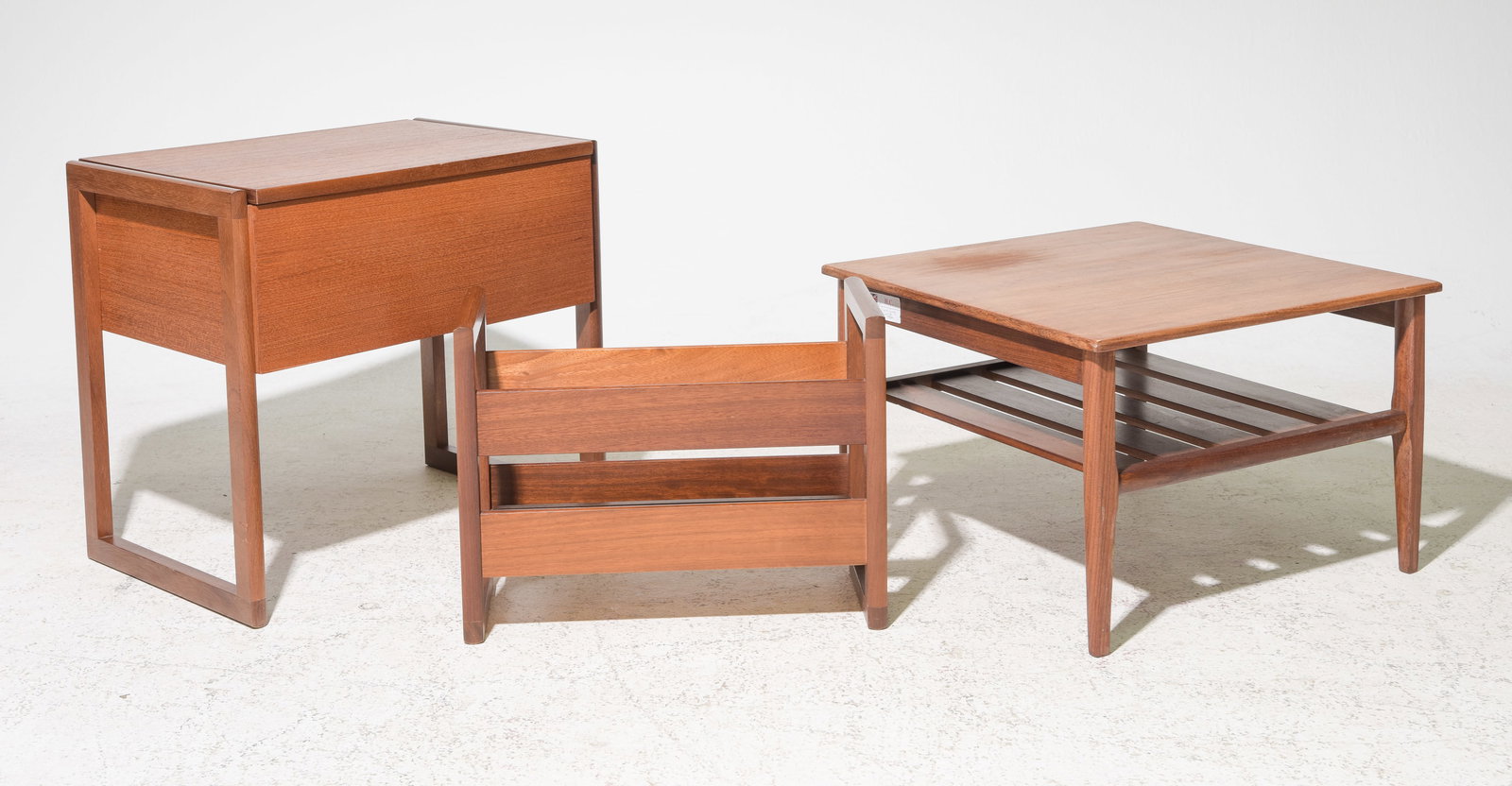 Mid Century Sewing Box, Magazine Rack, Lamp Table (1 of 5)