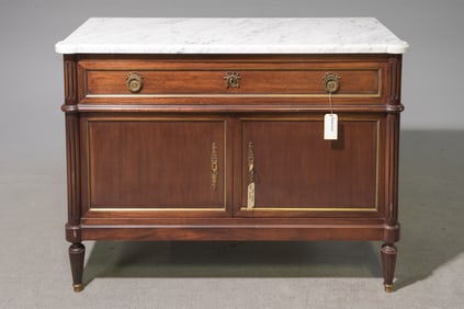 Louis XVI Style White Marble Top Buffet / Chest