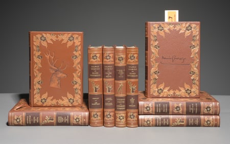 9 Assorted European / French Leather Bound Books