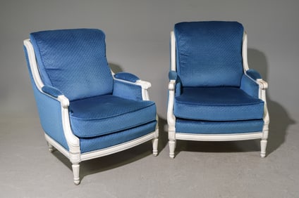 Pair Of Louis XVI Style Painted Arm Chairs