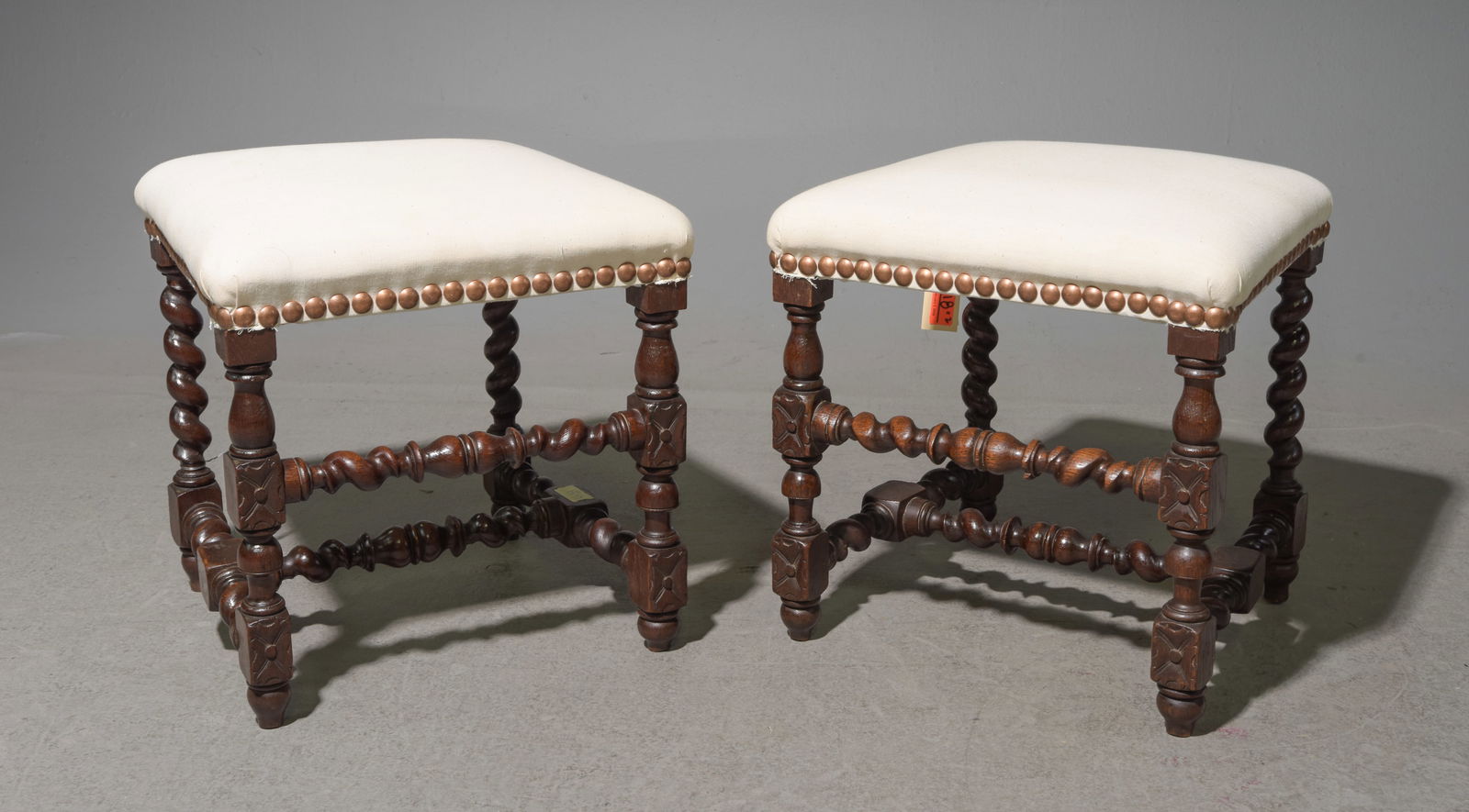2 Louis XIII Style Barley Twist Upholstered Stools #2 (1 of 5)
