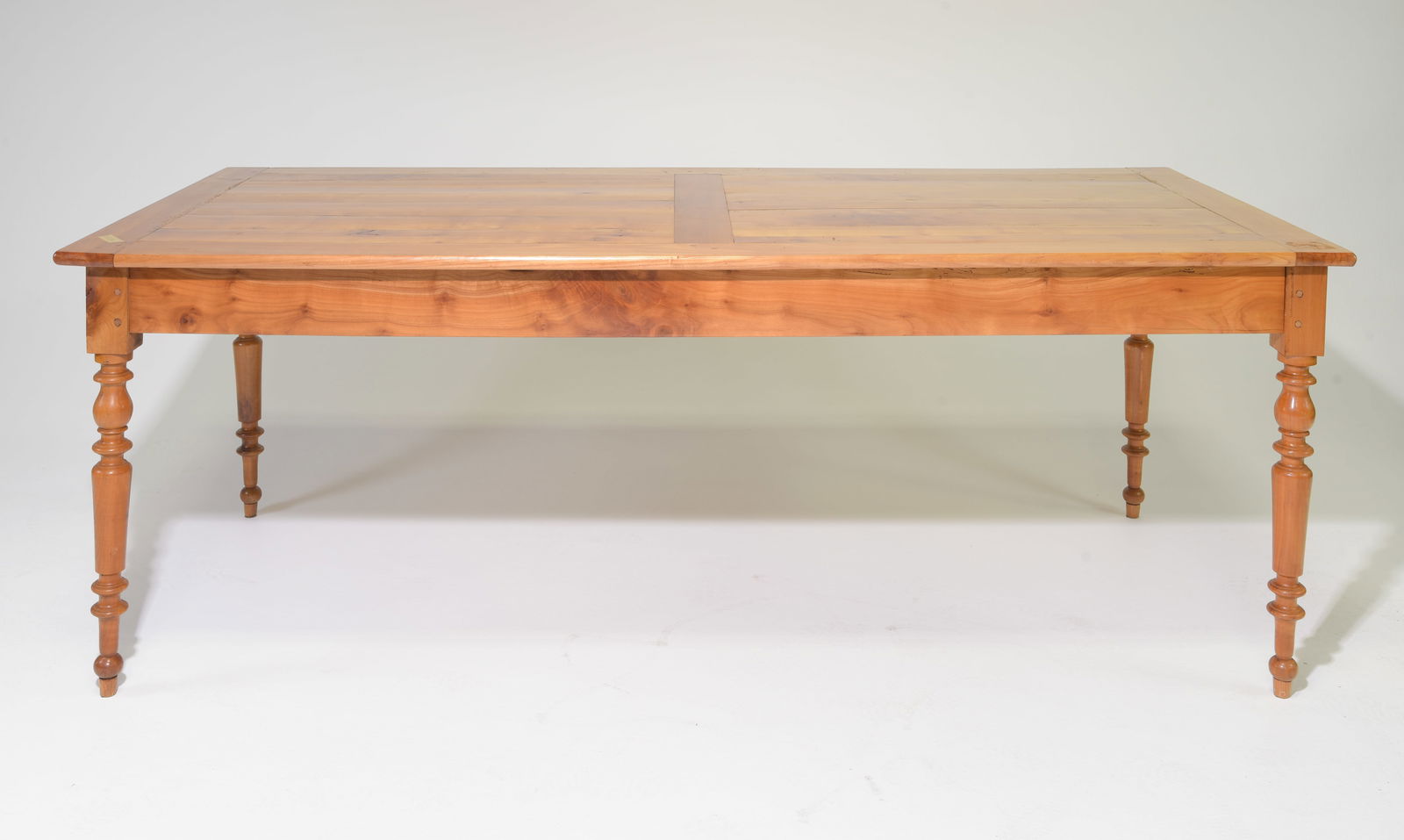 Louis Philippe Style Cherry Turned Leg Table: French Louis Philippe Style Cherry Turned Leg Table - 30.5 in tall x 83 x 37.5, floor to apron is 24.5 in tall and space between legs is 76 in wide