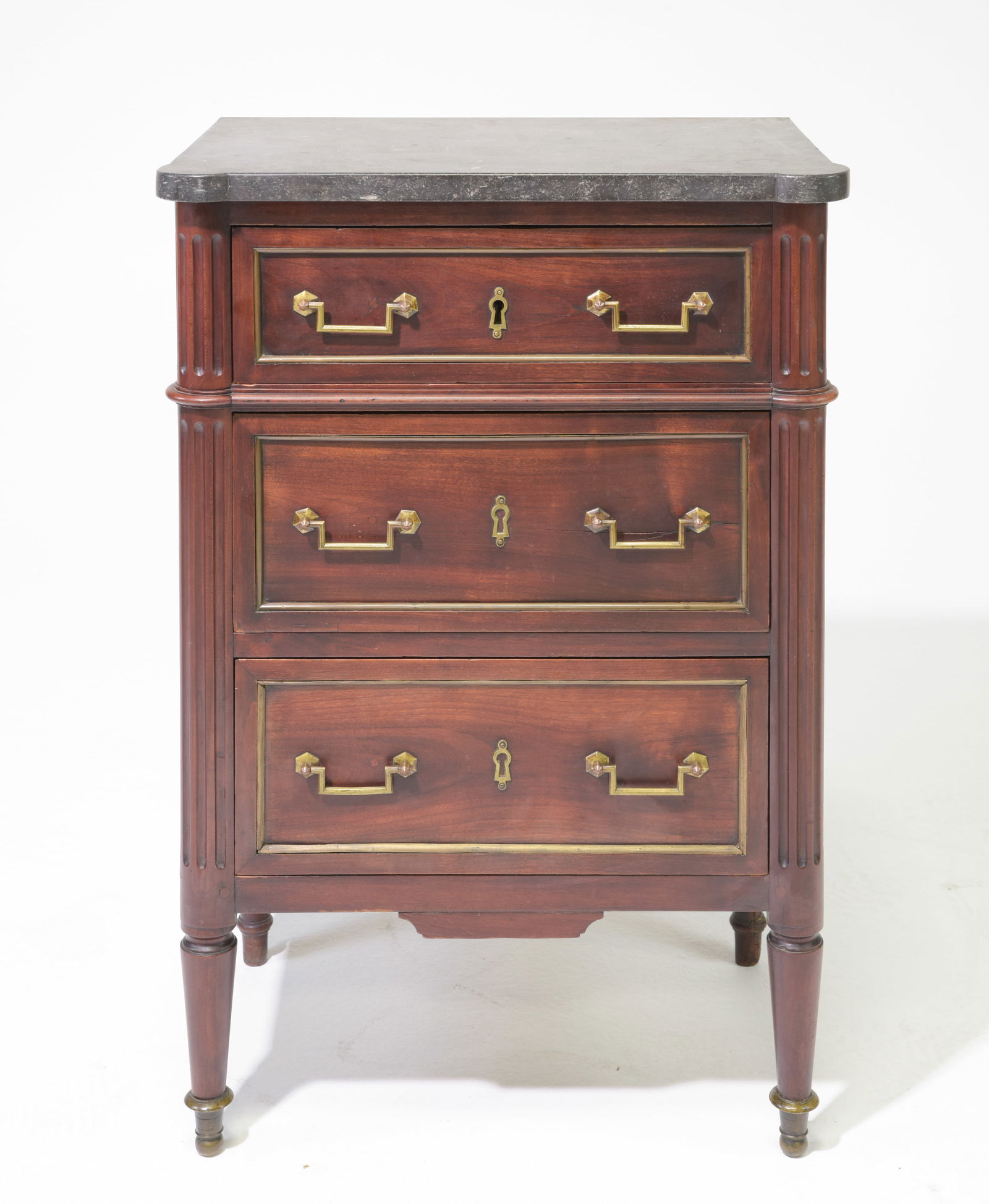 Louis XVI Style Marble Top Mahogany 3 Drawers Chest (1 of 5)